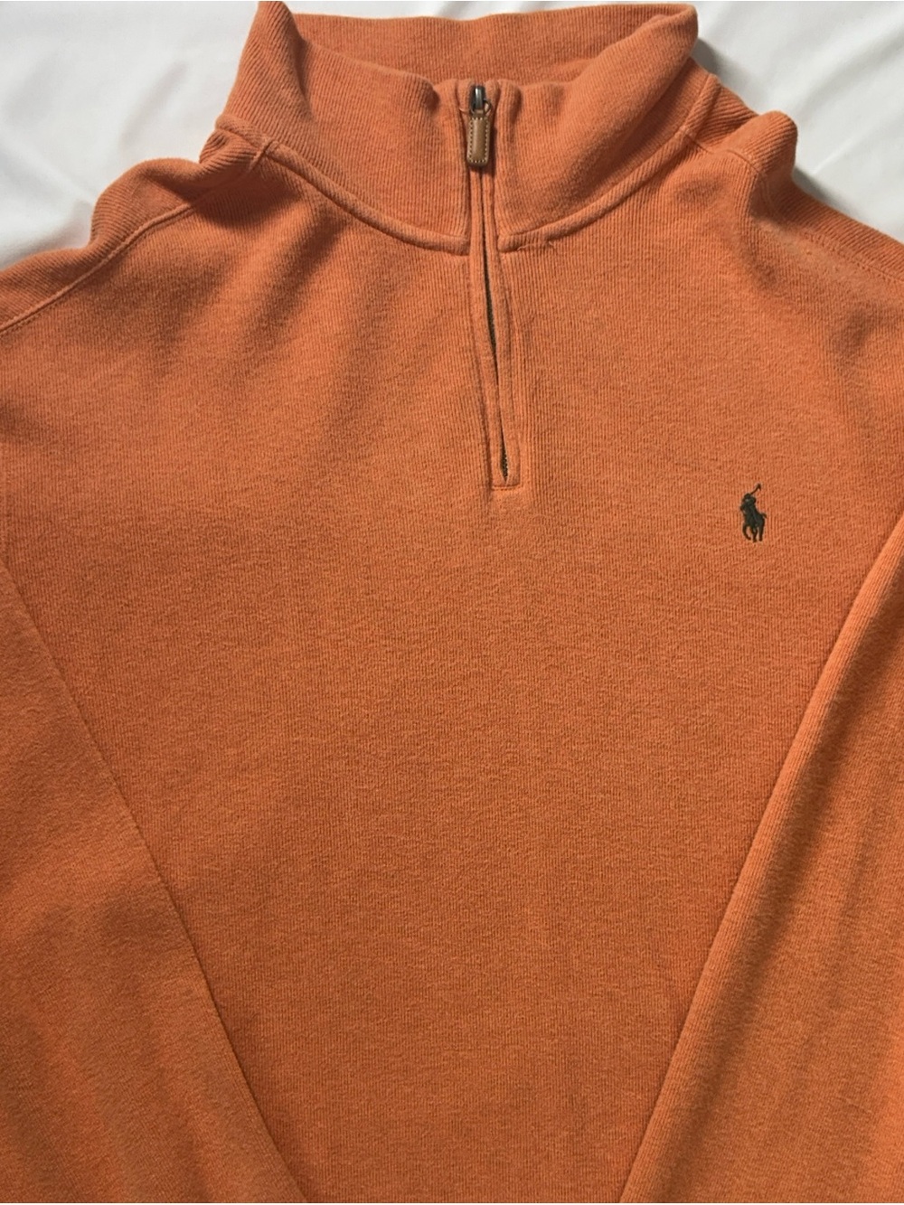 Polo Ralph Lauren Orange Quarter Zip Cotton Sweater XXL